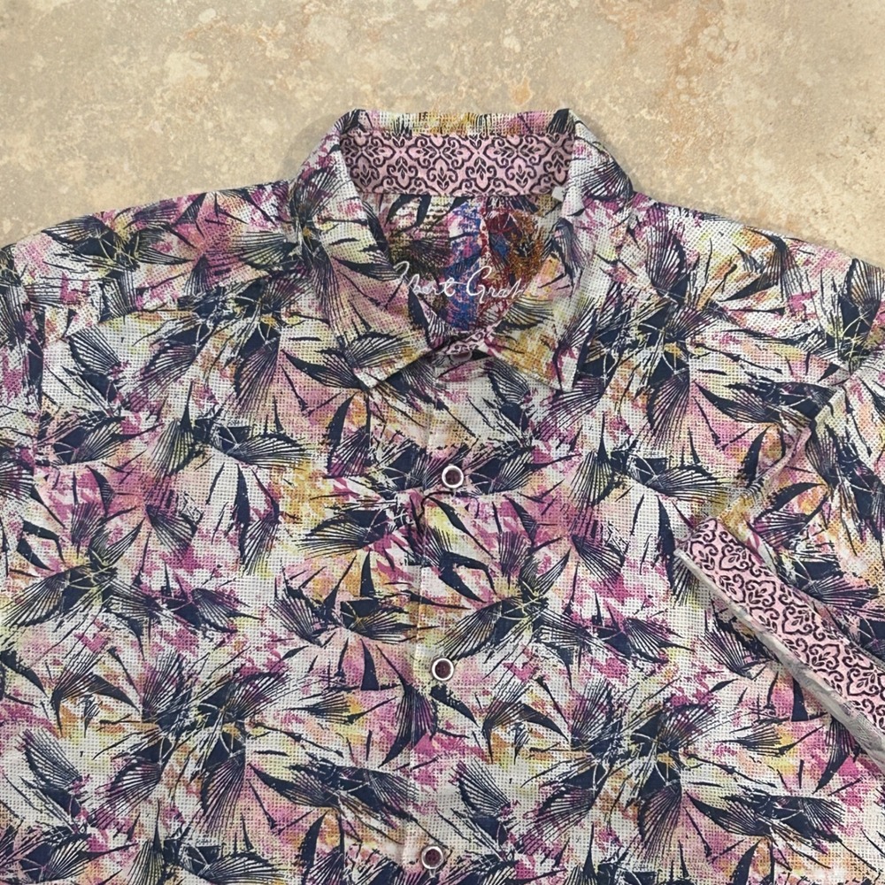 Robert Graham Rory Mens Small Multi Floral Print Short Sleeve Classic Fit Shirt
